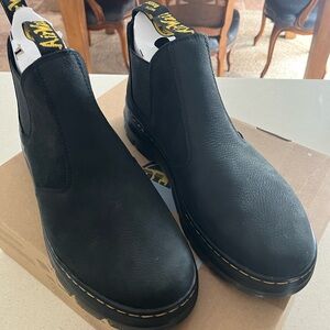Dr. Martens Black Chelsea Boots with Yellow Accents